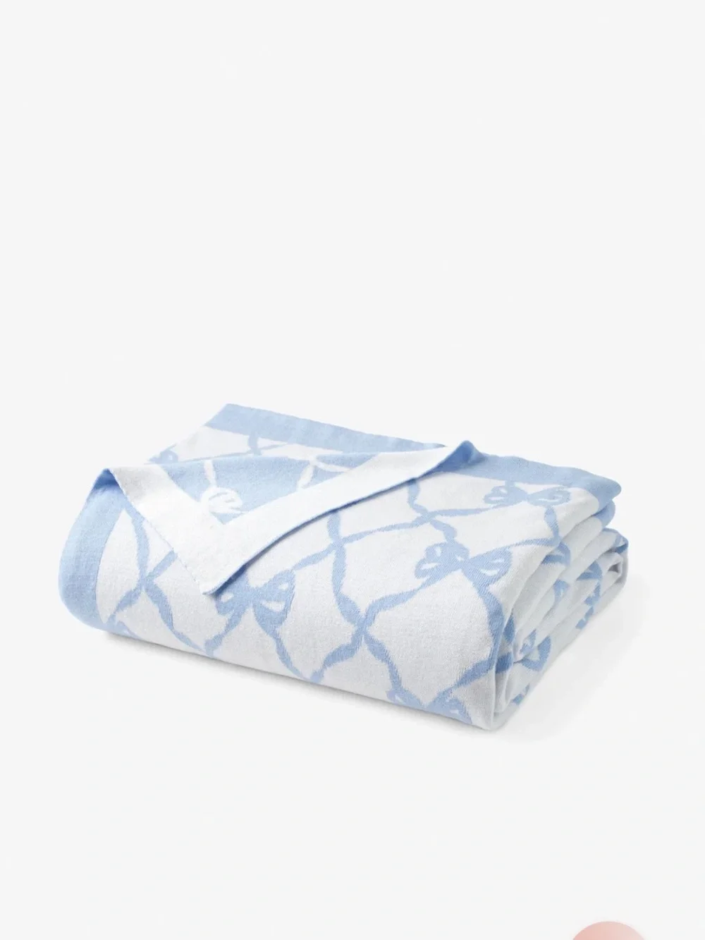 loveshackfancy bow throw blanket blue and white reversible